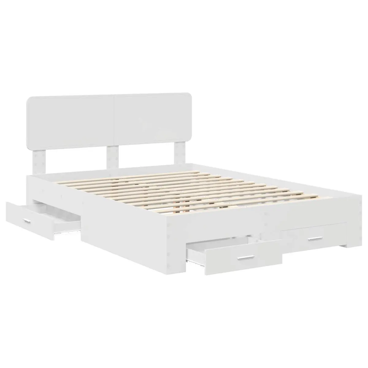 White Bed Frame with Storage Drawers 150 x 200 cm