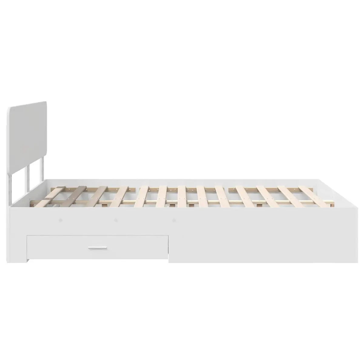 White Bed Frame with Storage Drawers 150 x 200 cm