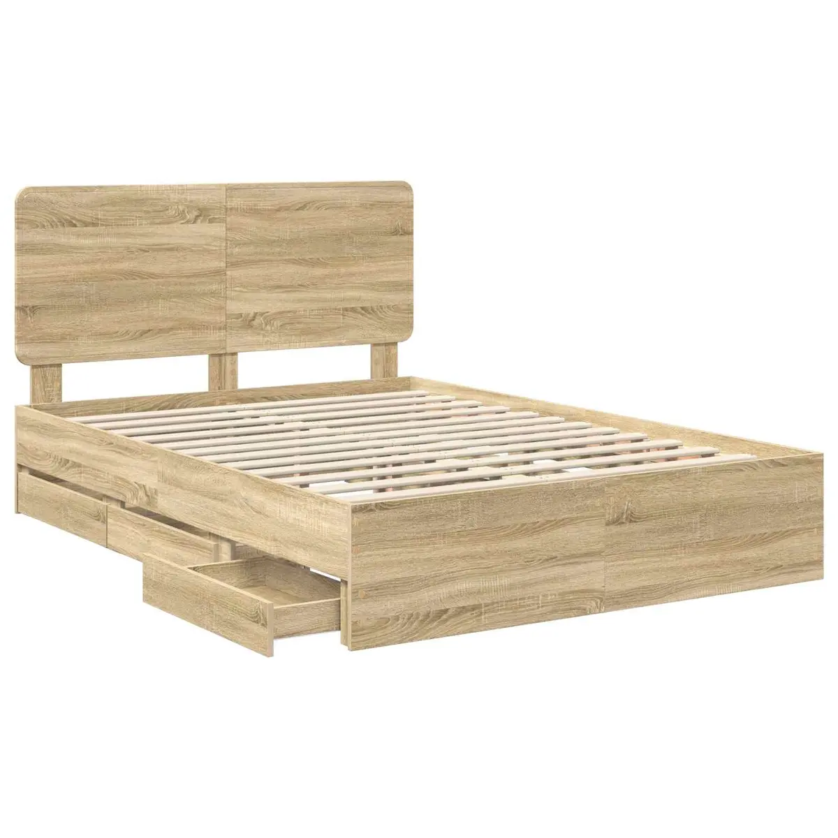 Bed Frame with Drawer Sonoma Oak 150 x 200 cm Engineered Wood Modern Design
