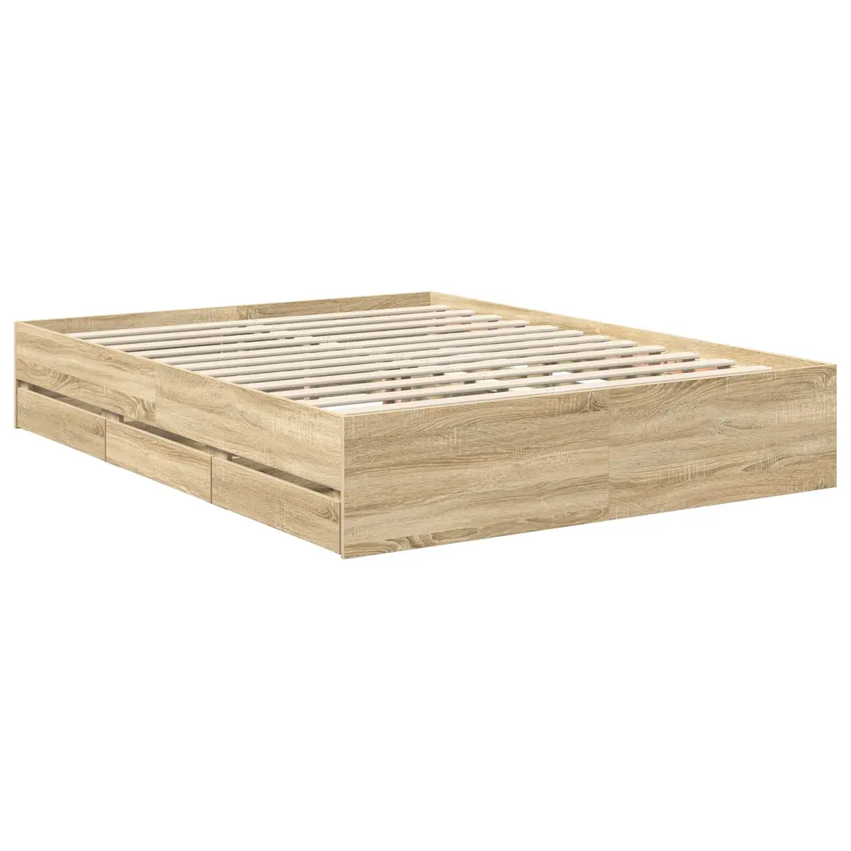 Bed Frame with Drawer Sonoma Oak 150 x 200 cm Engineered Wood Modern Design