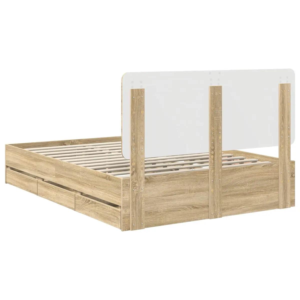 Bed Frame with Drawer Sonoma Oak 150 x 200 cm Engineered Wood Modern Design