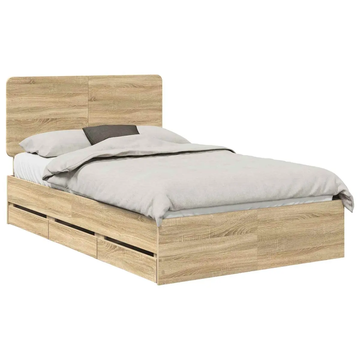 Bed Frame Engineered Wood 135 x 190 cm Sonoma Oak