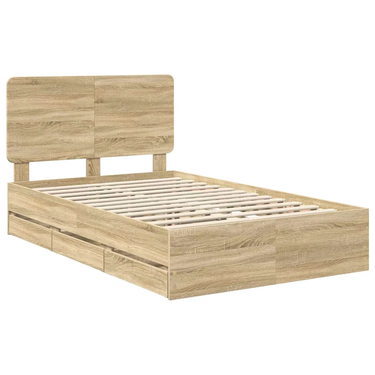 Bed Frame Engineered Wood 135 x 190 cm Sonoma Oak