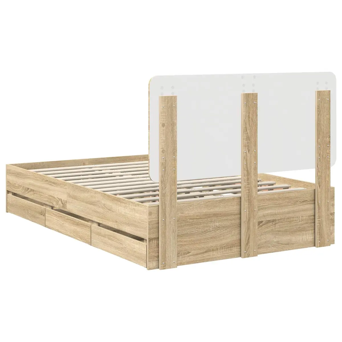 Bed Frame Engineered Wood 135 x 190 cm Sonoma Oak