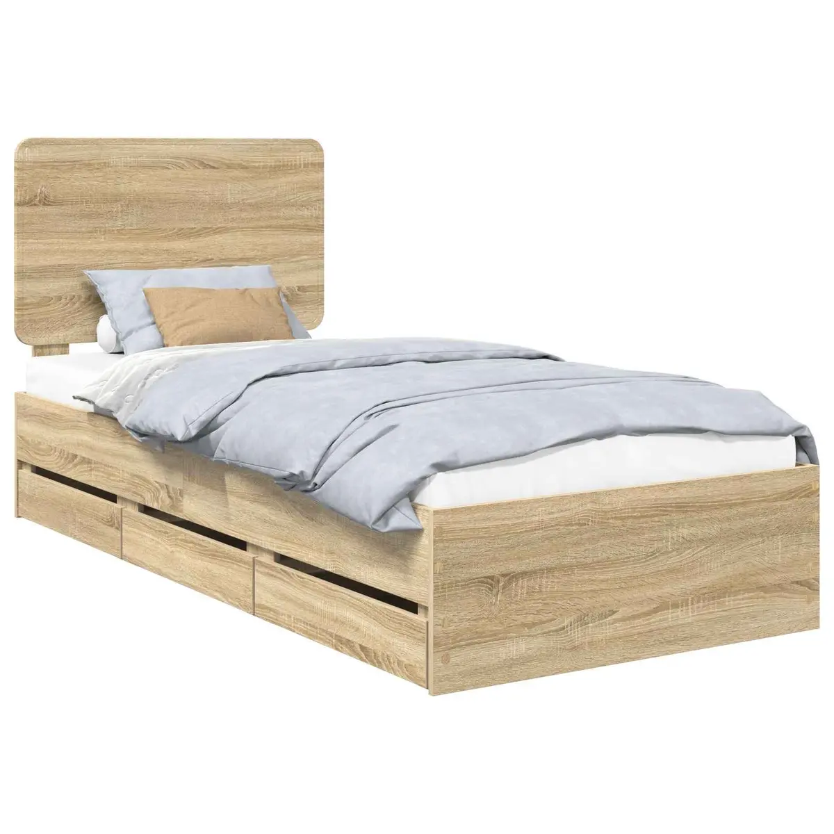 Bed Frame Engineered Wood 90 x 190 cm Brown