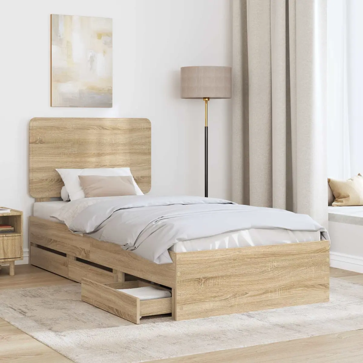 Bed Frame Engineered Wood 90 x 190 cm Brown