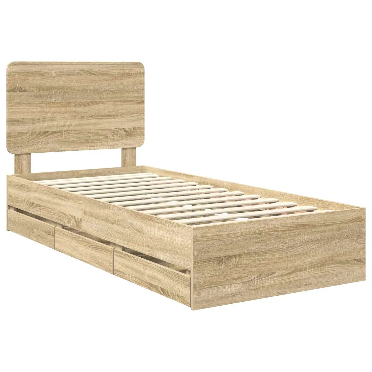 Bed Frame Engineered Wood 90 x 190 cm Brown