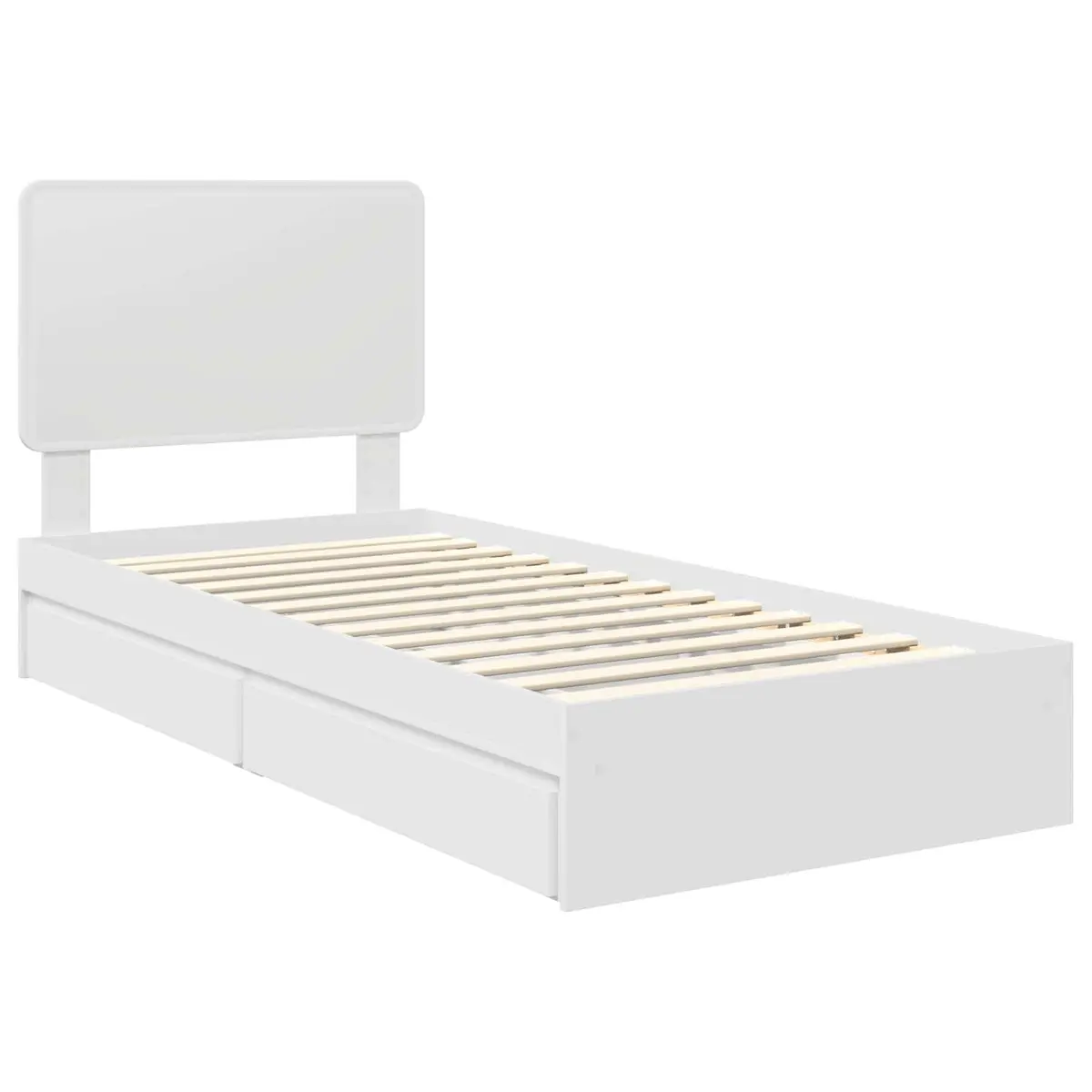 White Storage Bed Frame 90 x 190 cm