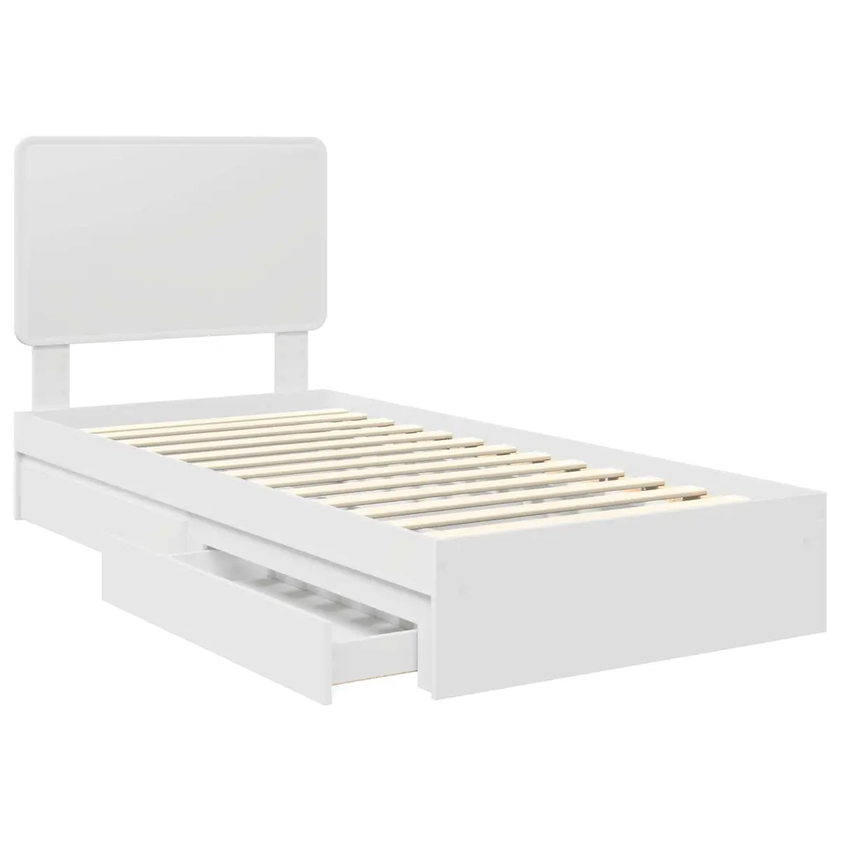 White Storage Bed Frame 90 x 190 cm