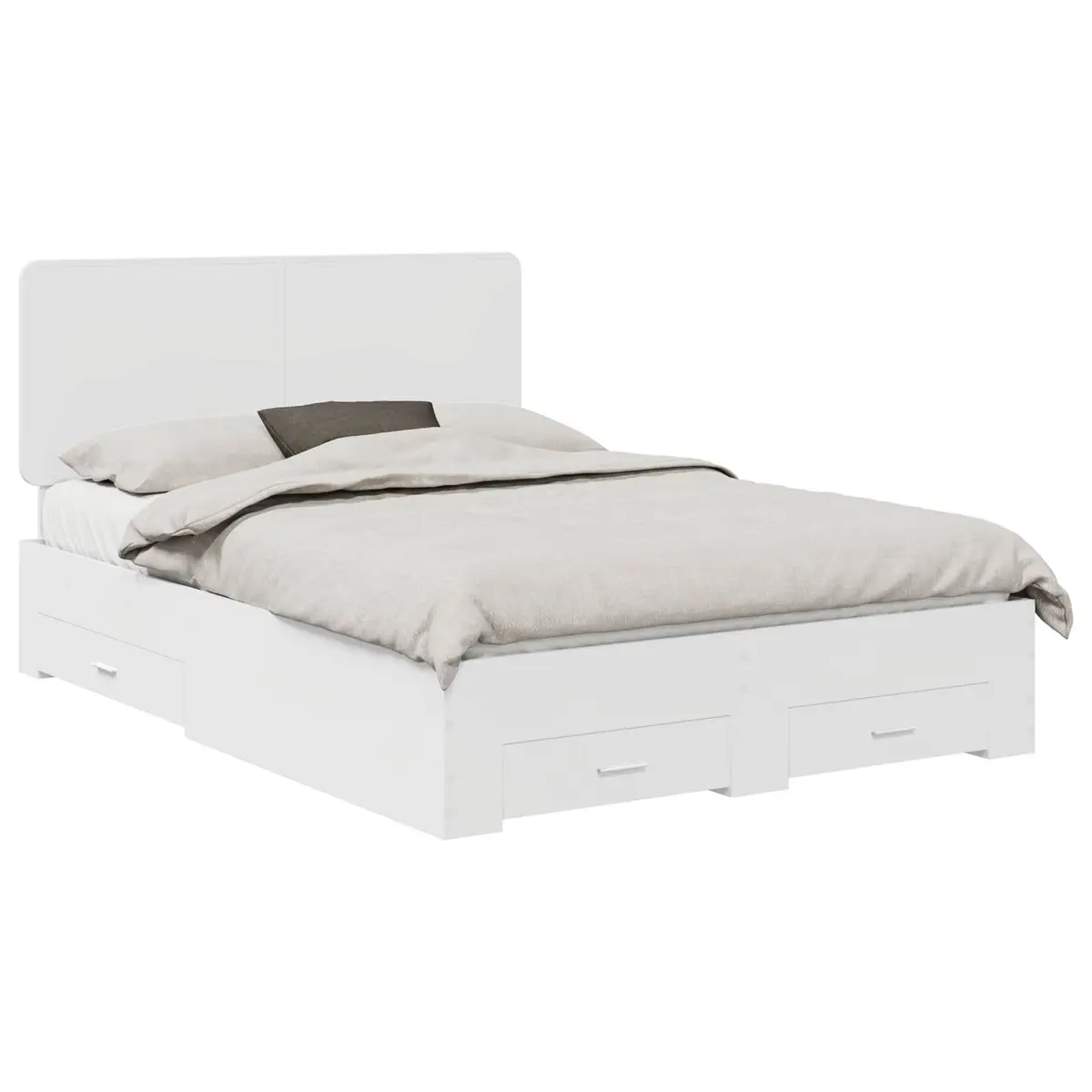 White Bed Frame with Integrated Headboard 150 x 200 cm
