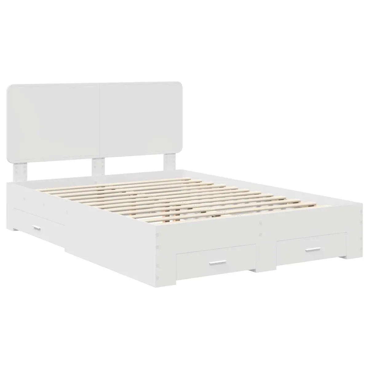 White Bed Frame with Integrated Headboard 150 x 200 cm