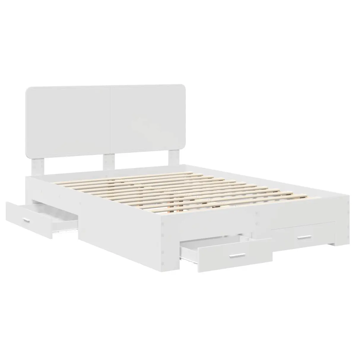 White Bed Frame with Integrated Headboard 150 x 200 cm