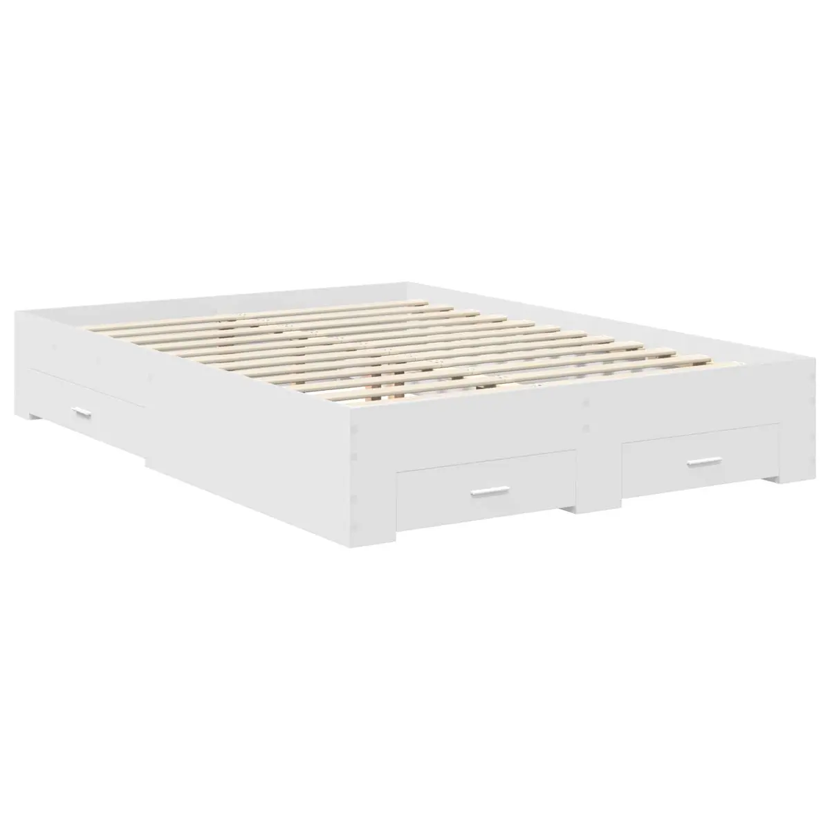 White Bed Frame with Integrated Headboard 150 x 200 cm