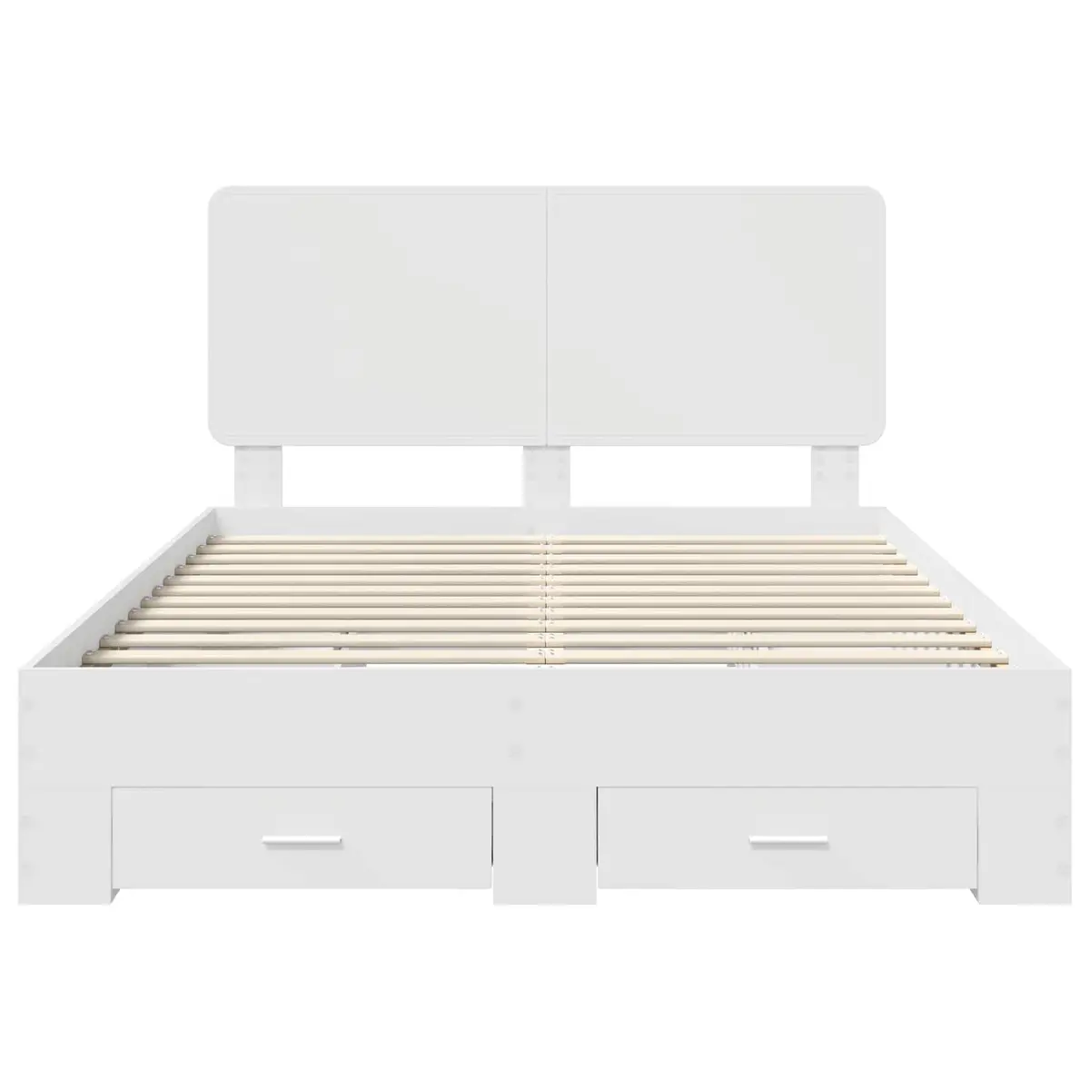 White Bed Frame with Integrated Headboard 150 x 200 cm