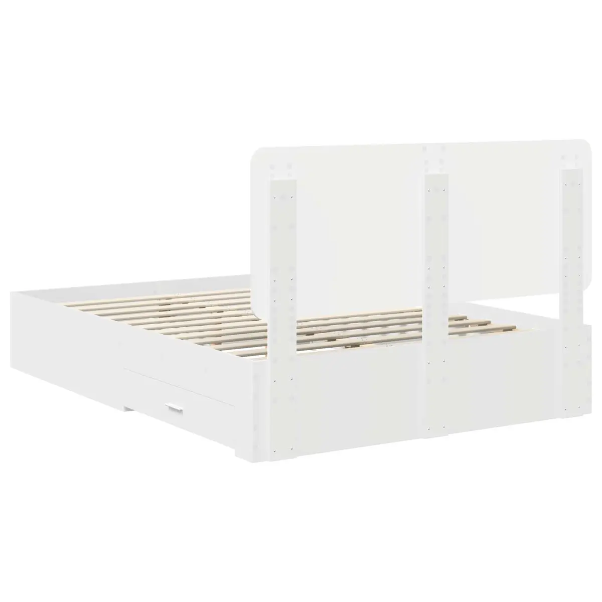 White Bed Frame with Integrated Headboard 150 x 200 cm