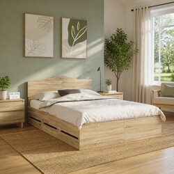 Bed Frame with Storage Drawer Sonoma Oak 150 x 200 cm Engineered Wood Bedroom