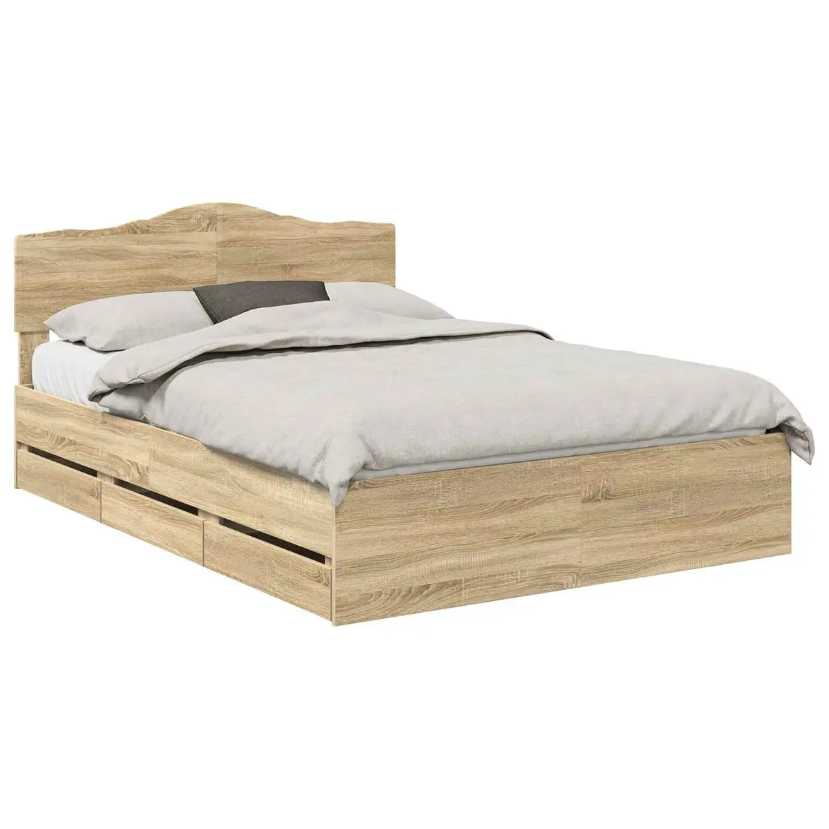 Bed Frame Engineered Wood 150 x 200 cm Sonoma Oak with Storage Drawer
