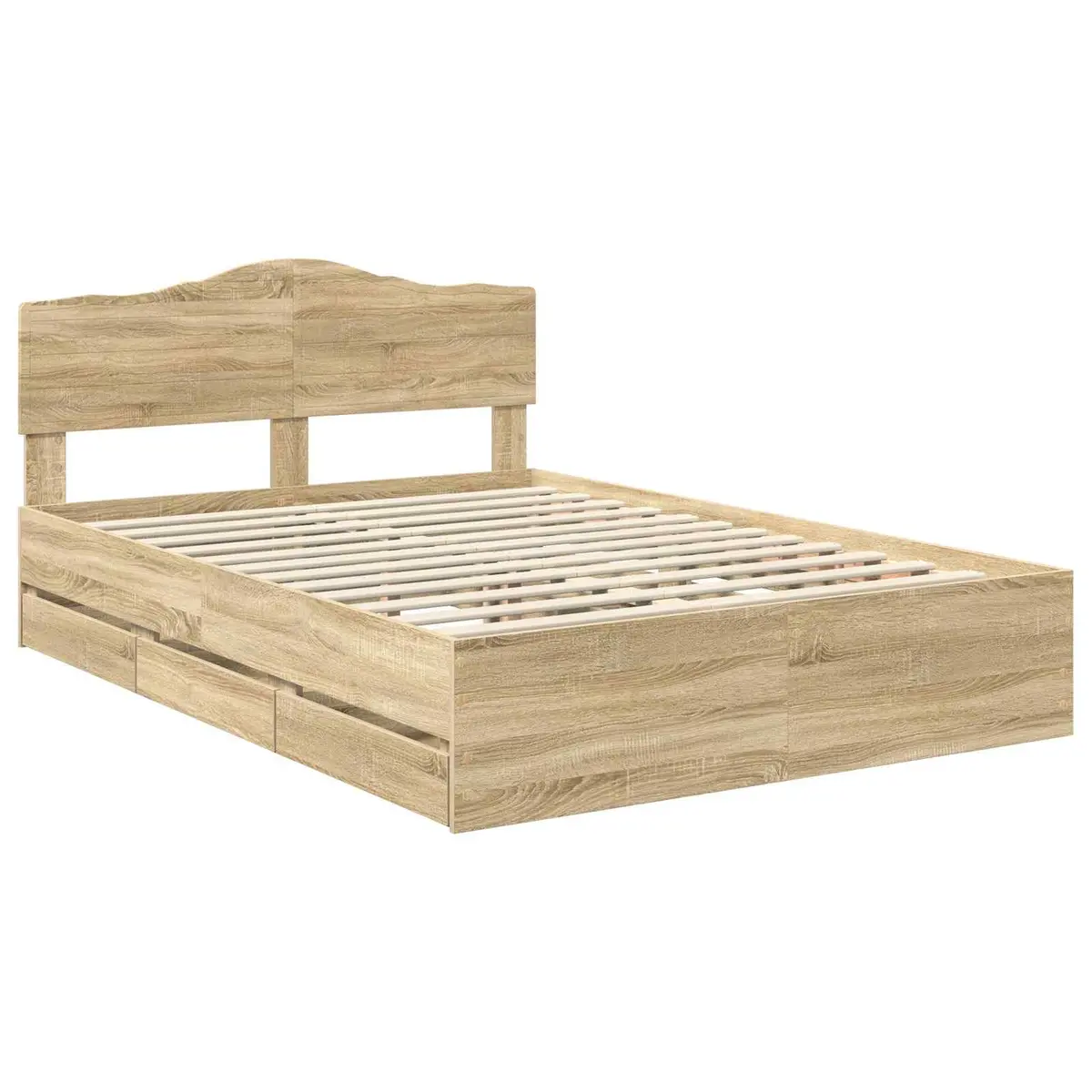 Bed Frame Engineered Wood 150 x 200 cm Sonoma Oak with Storage Drawer