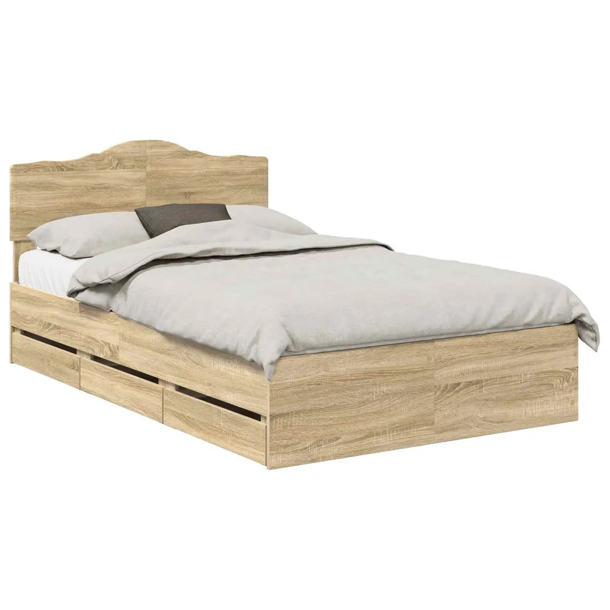 Bed Frame Engineered Wood 135 x 190 cm Brown