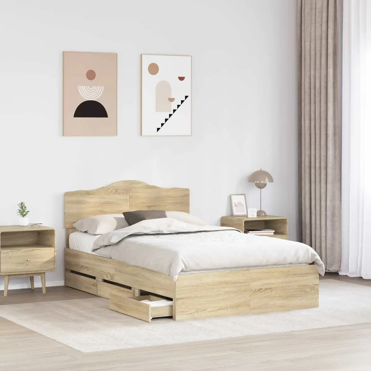 Bed Frame Engineered Wood 135 x 190 cm Brown
