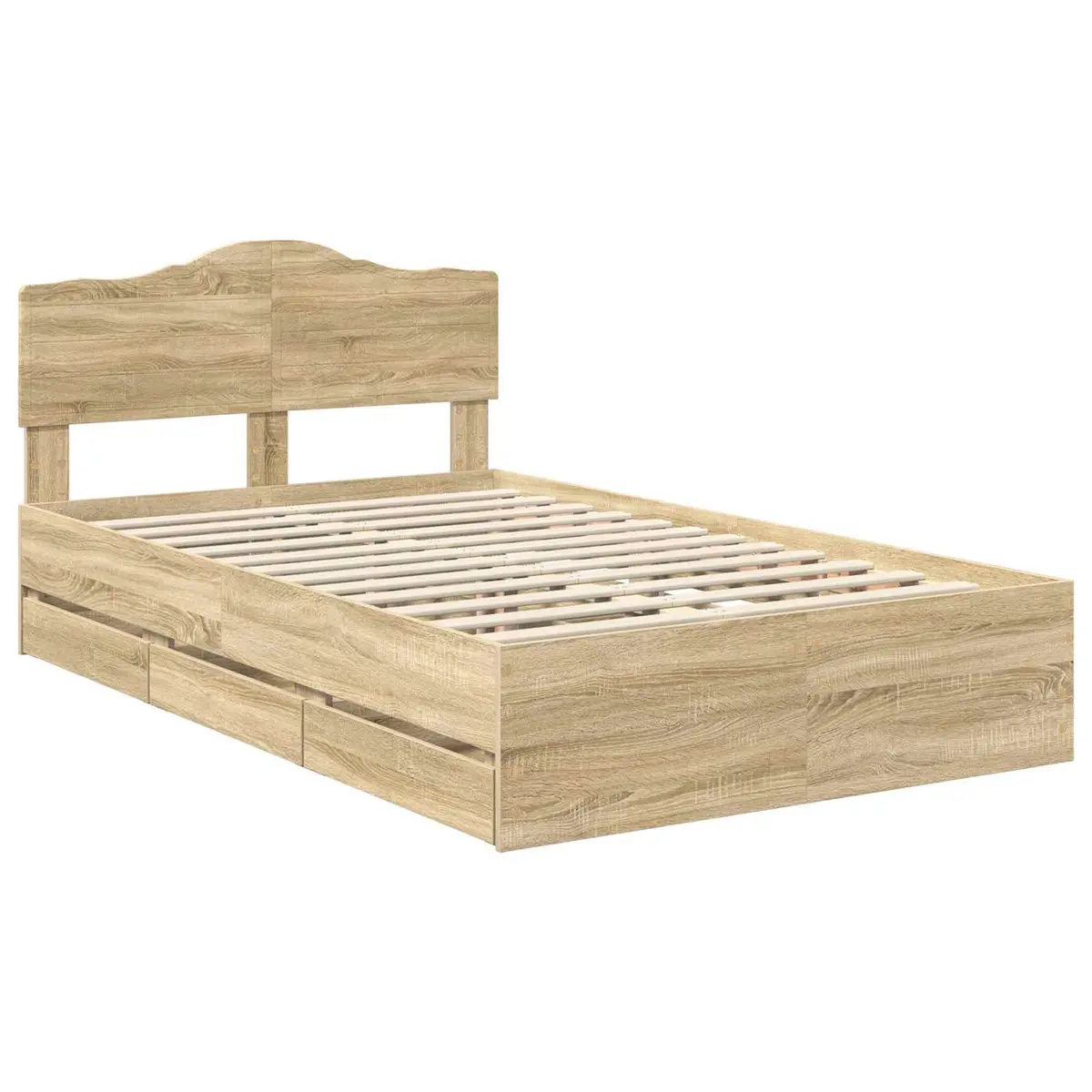 Bed Frame Engineered Wood 135 x 190 cm Brown