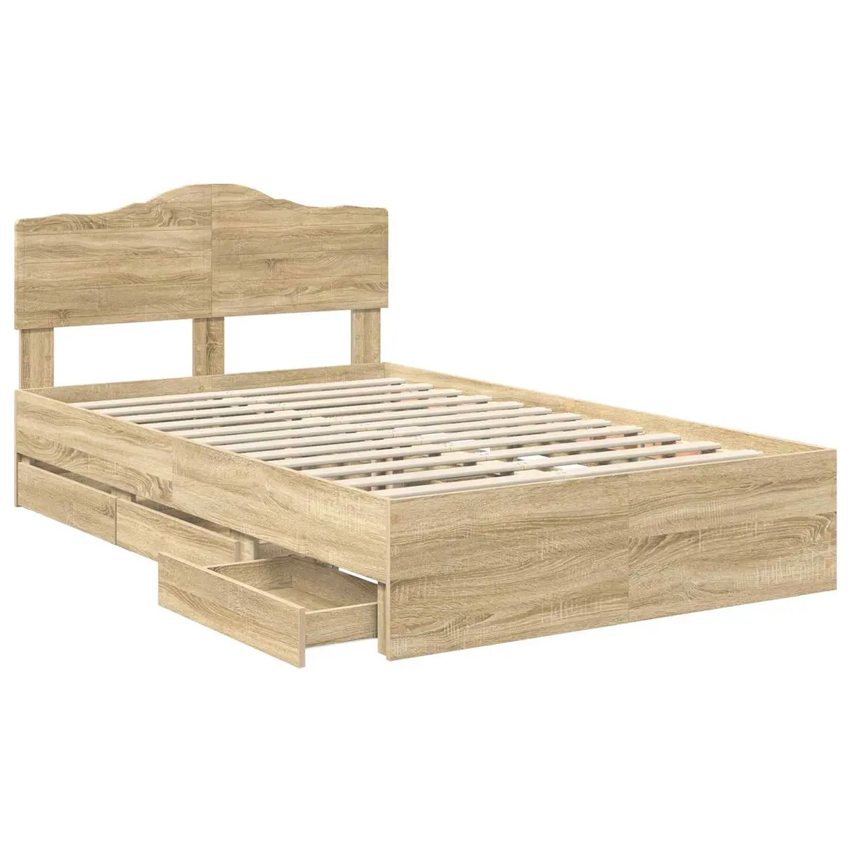 Bed Frame Engineered Wood 135 x 190 cm Brown
