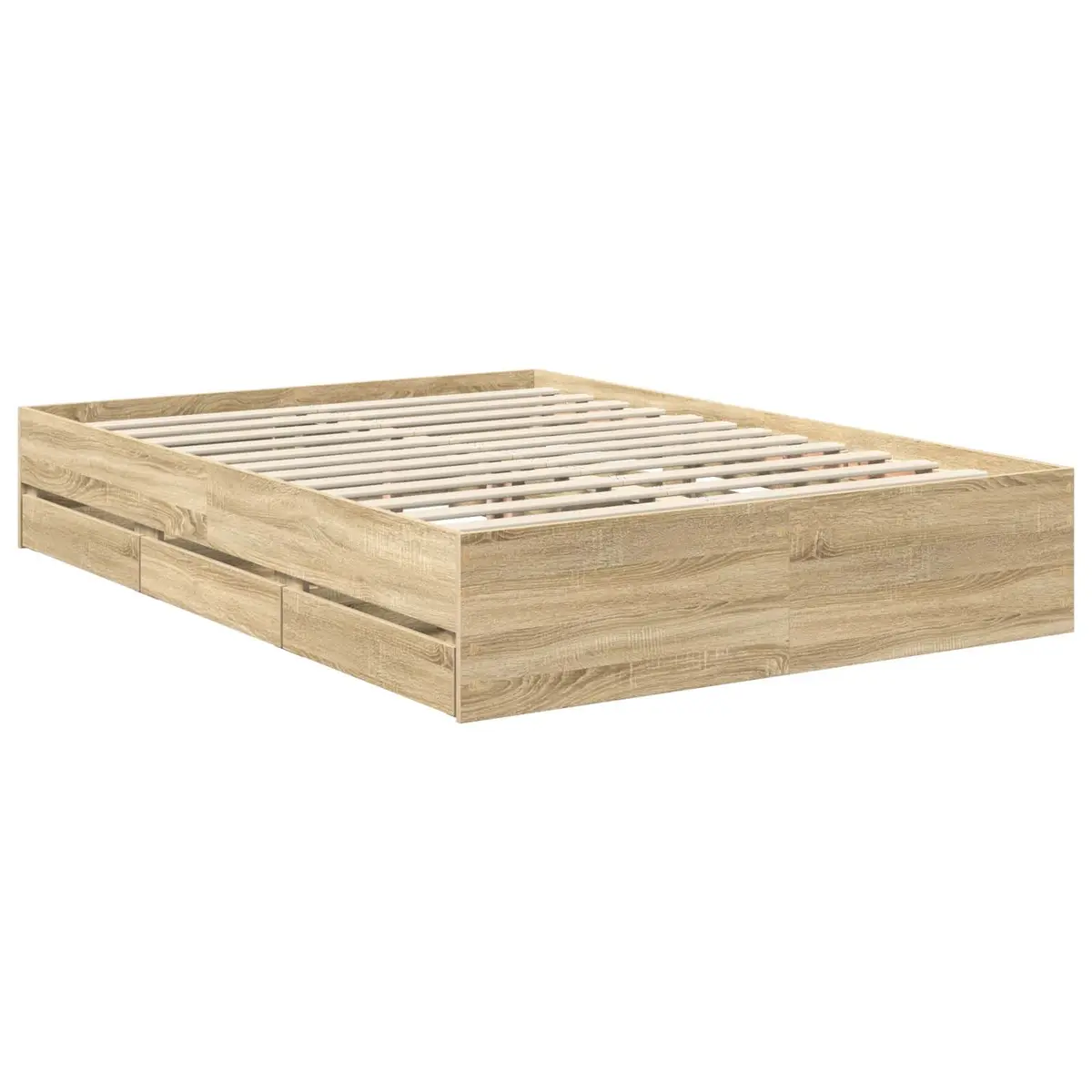 Bed Frame Engineered Wood 135 x 190 cm Brown
