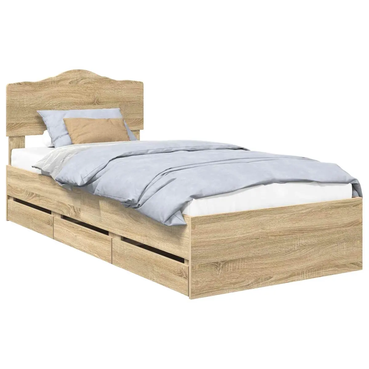 Engineered Wood Bed Frame with Storage Drawer 90 x 190 cm