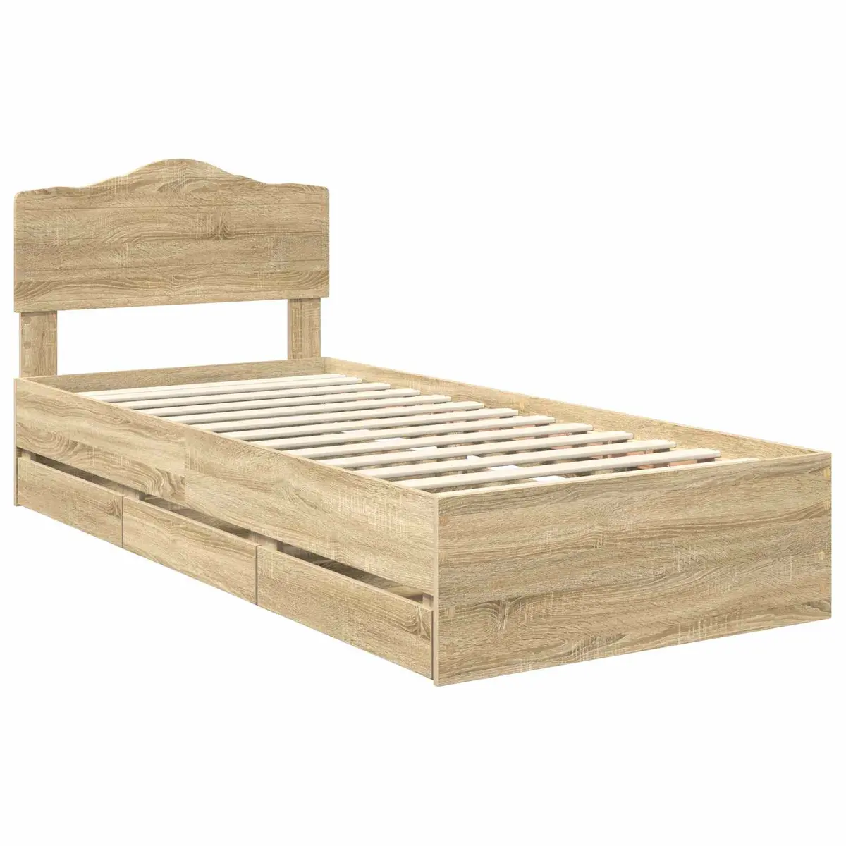 Engineered Wood Bed Frame with Storage Drawer 90 x 190 cm