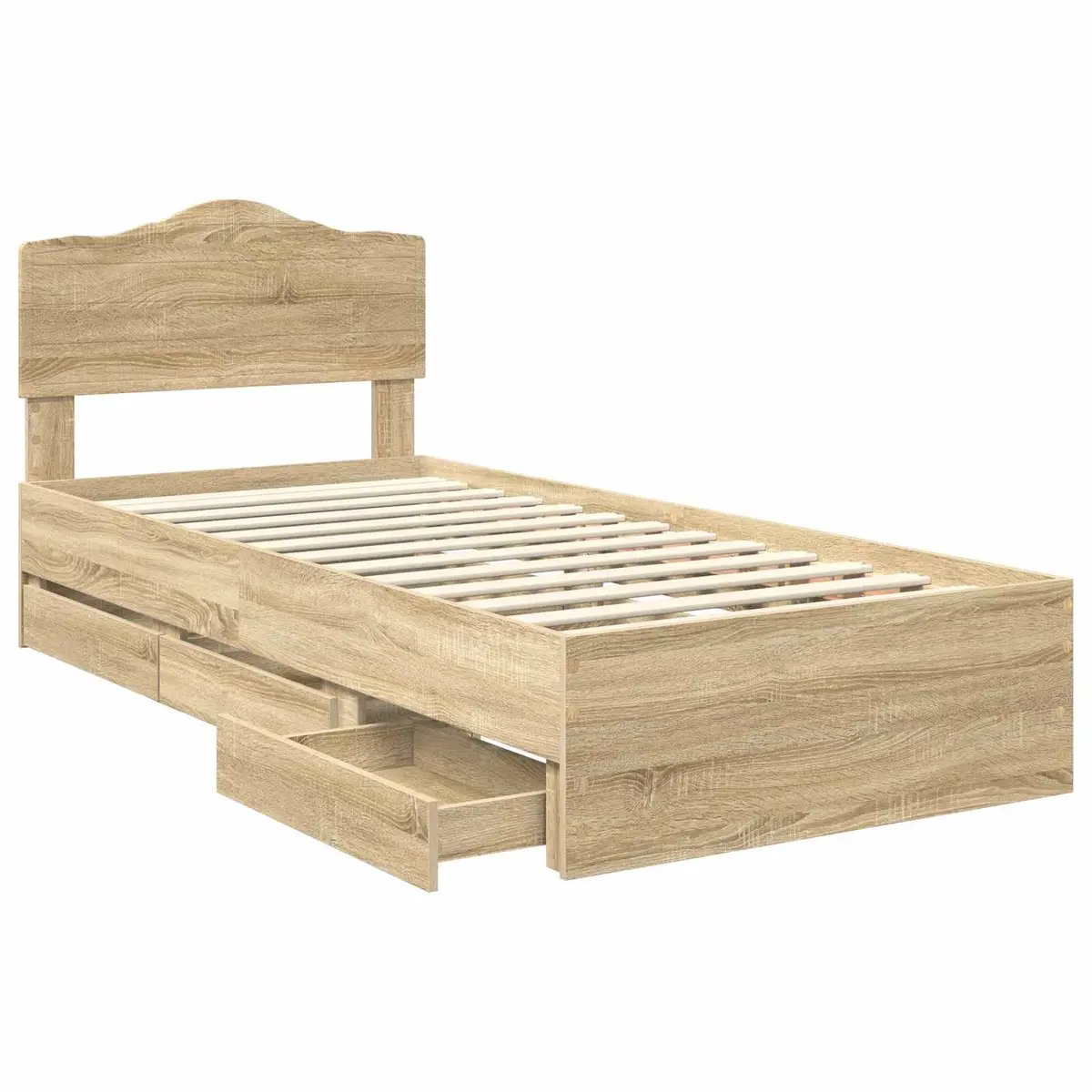 Engineered Wood Bed Frame with Storage Drawer 90 x 190 cm