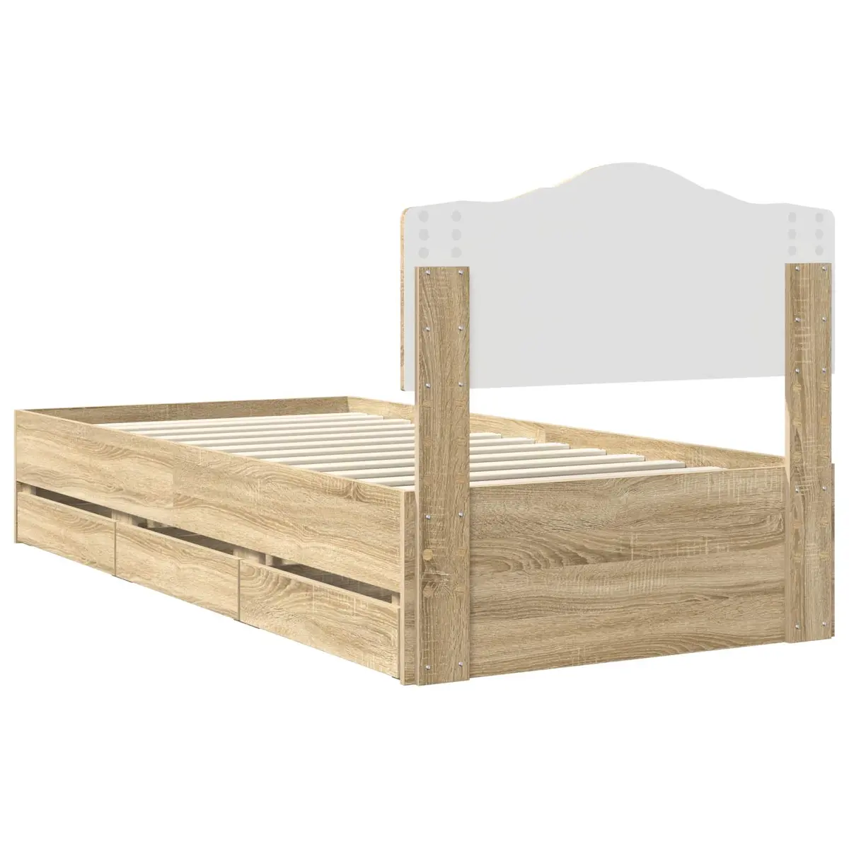 Engineered Wood Bed Frame with Storage Drawer 90 x 190 cm