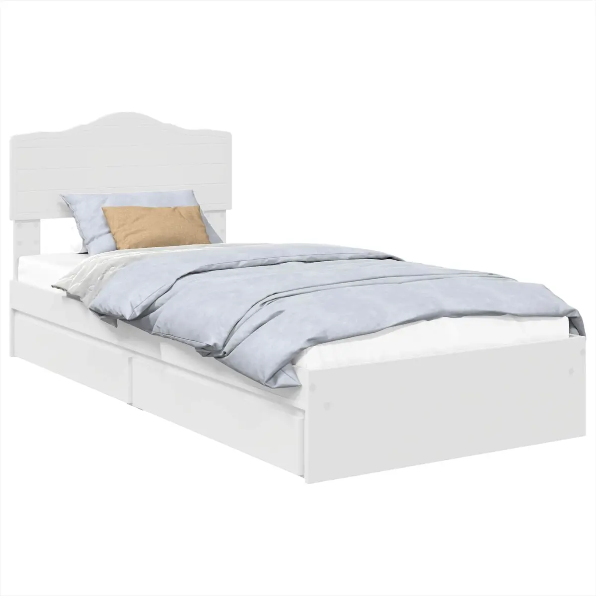 White Storage Bed with Headboard 90 x 190 cm