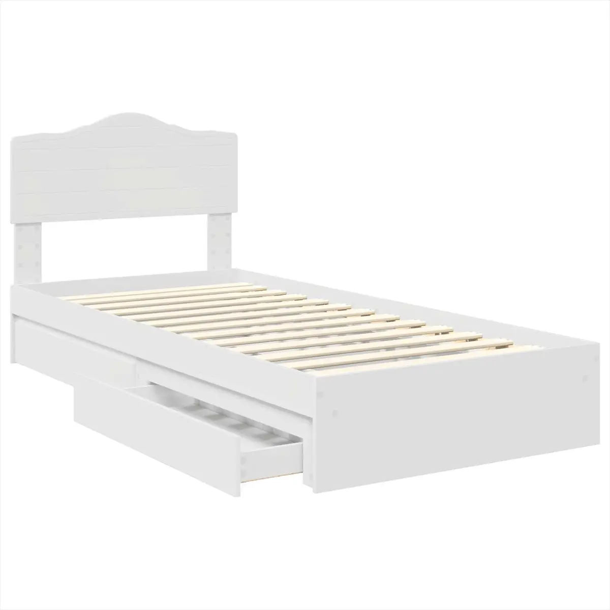 White Storage Bed with Headboard 90 x 190 cm