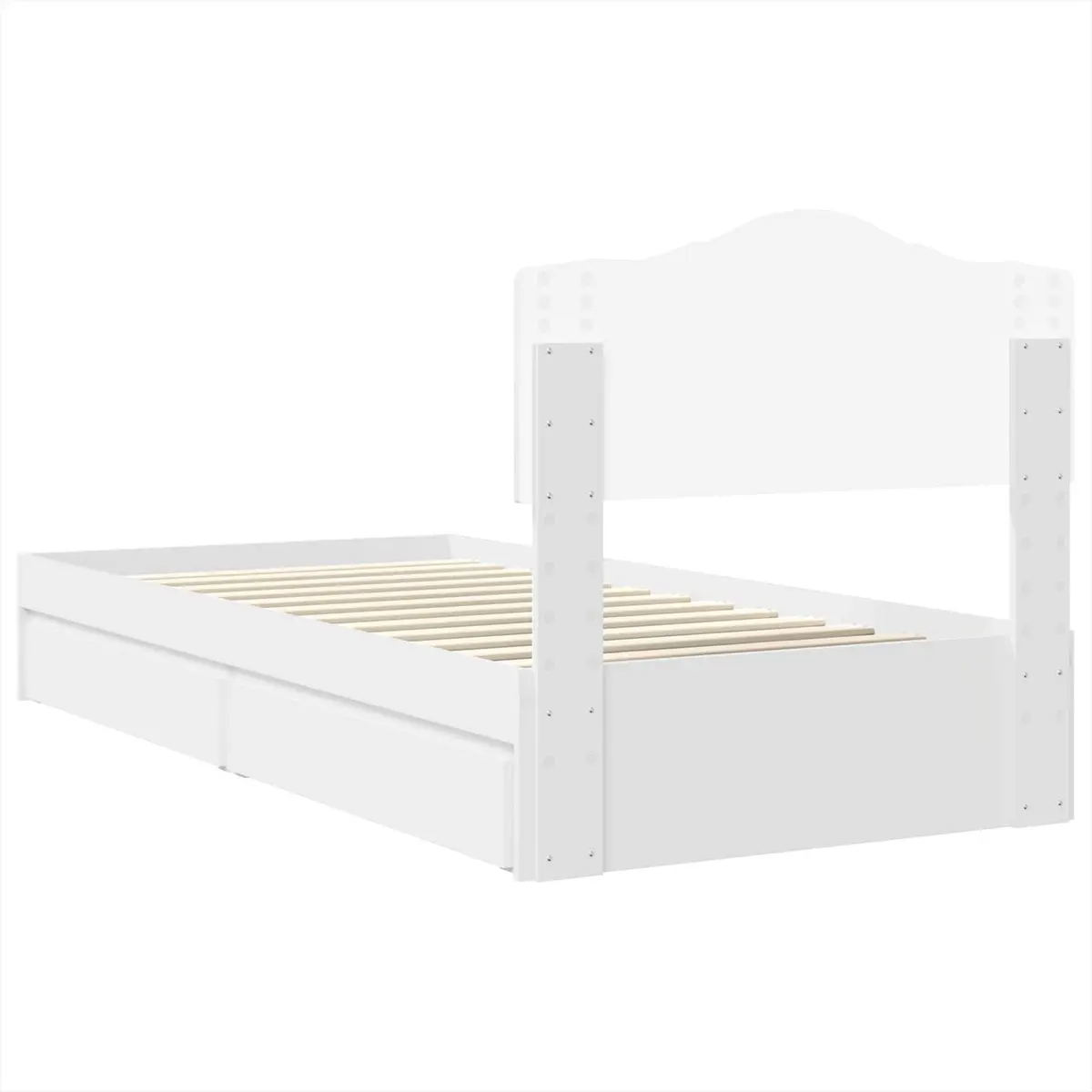 White Storage Bed with Headboard 90 x 190 cm