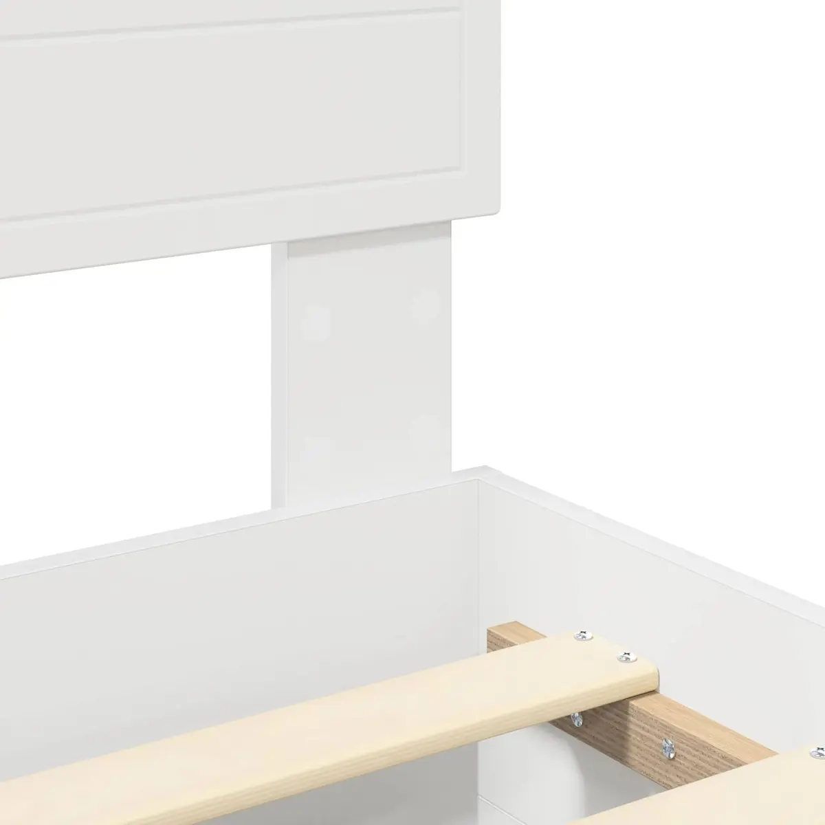 White Bed Frame with Headboard and Storage Drawers