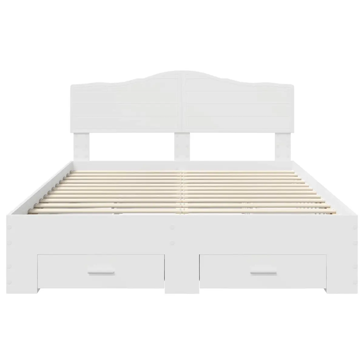 White Bed Frame with Headboard and Storage Drawers