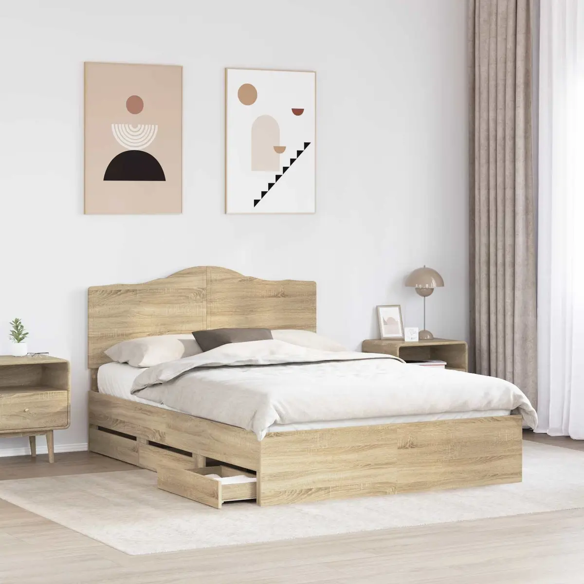 Engineered Wood Bed Frame with Storage Drawers