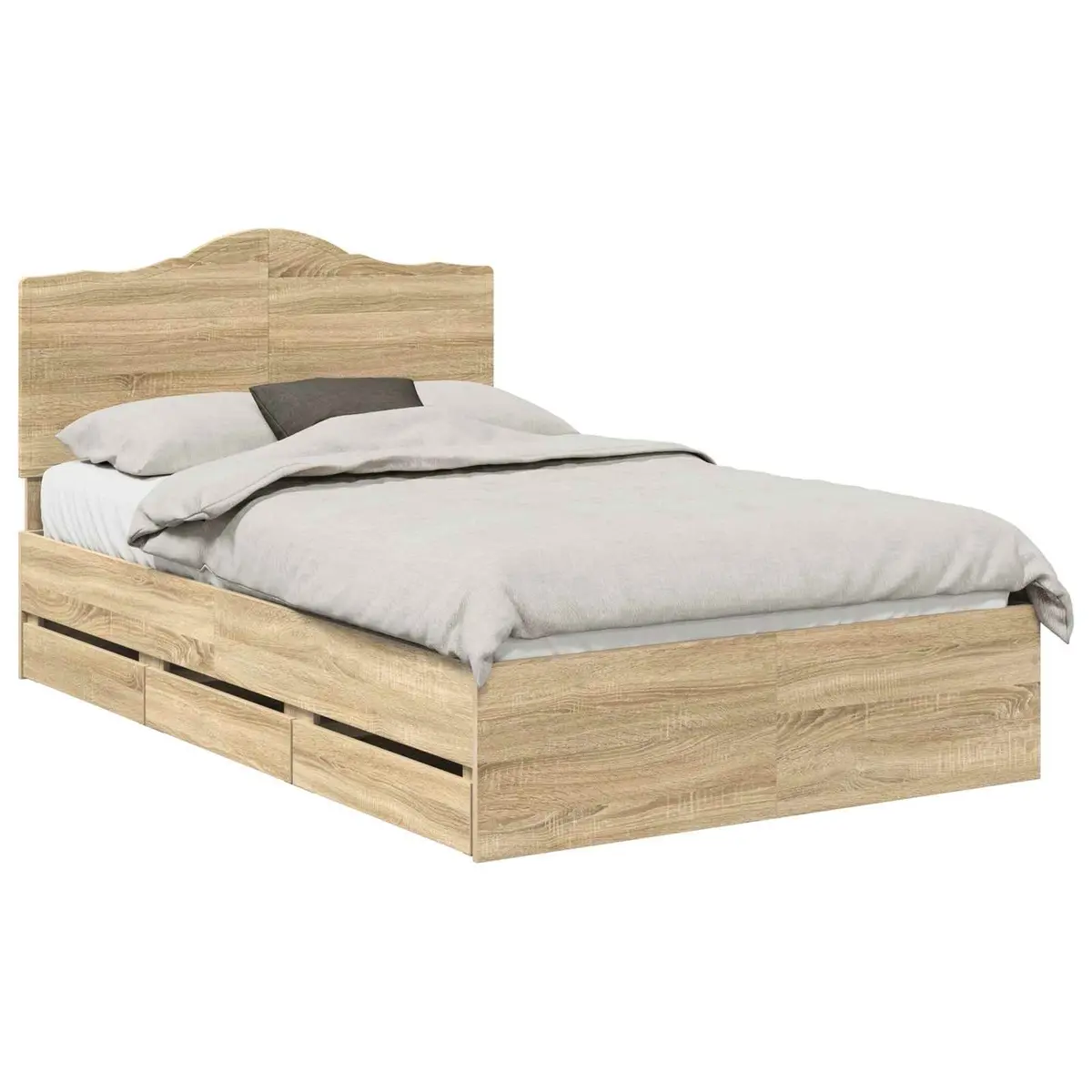 Bed Frame with Storage Drawer in Sonoma Oak