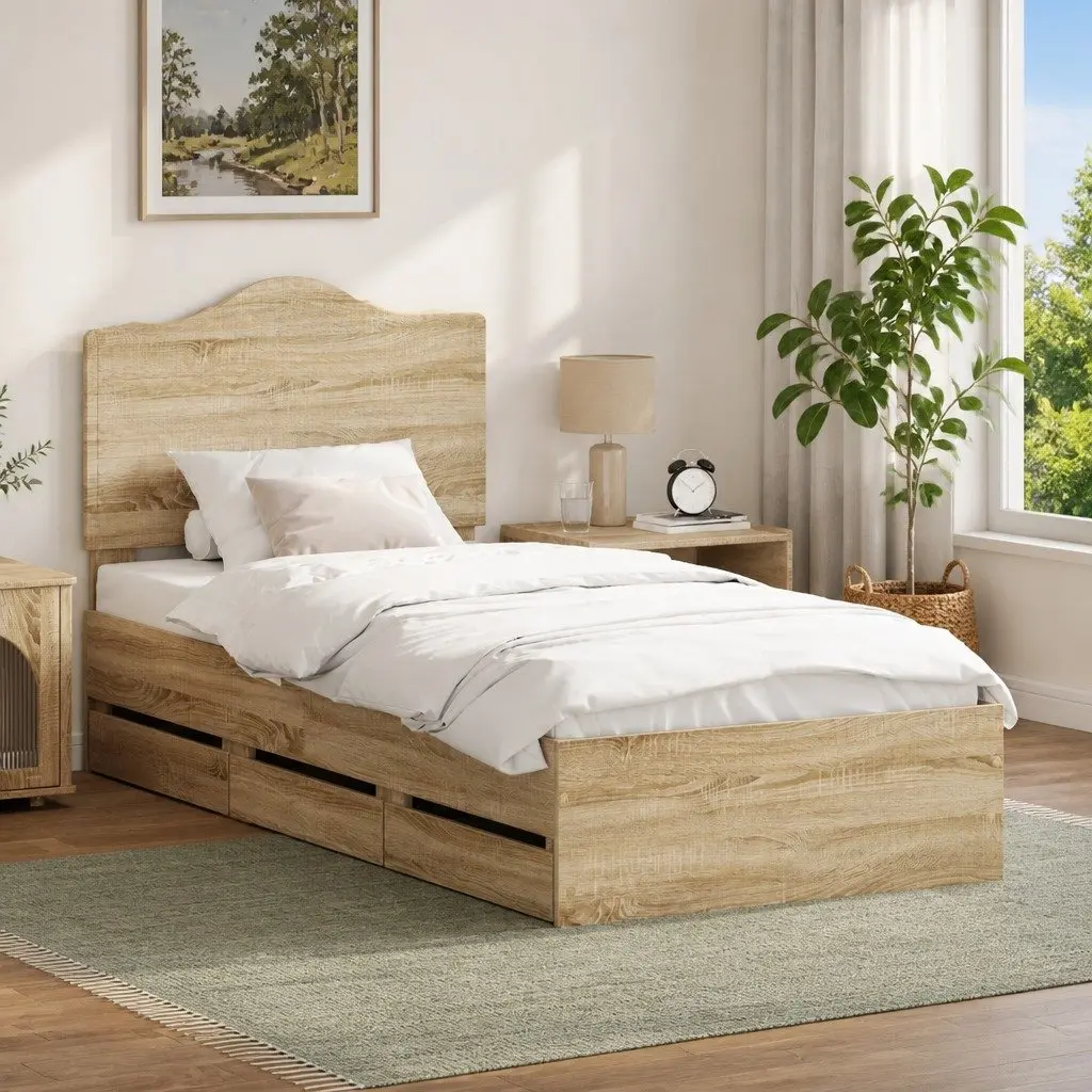 Bed Frame with Storage Drawer 90 x 190 cm