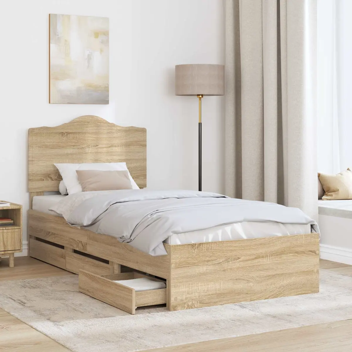 Bed Frame Engineered Wood 90 x 190 cm Brown