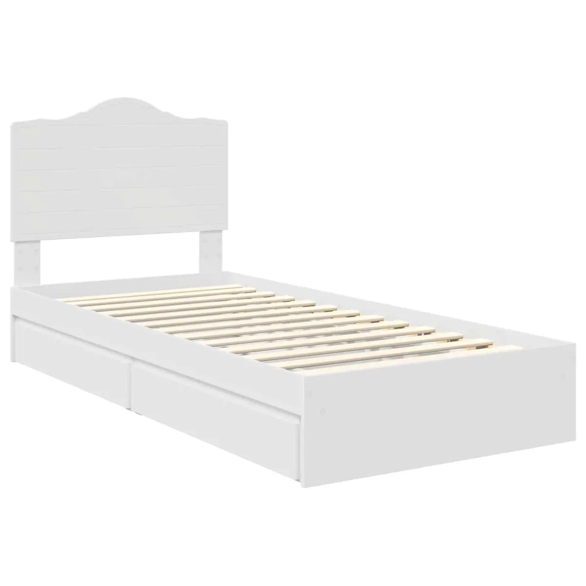 White Storage Bed with Headboard 90 x 190 cm