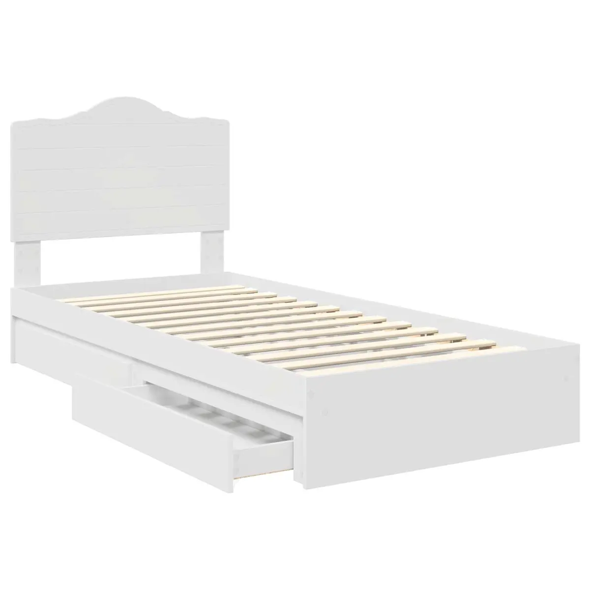 White Storage Bed with Headboard 90 x 190 cm