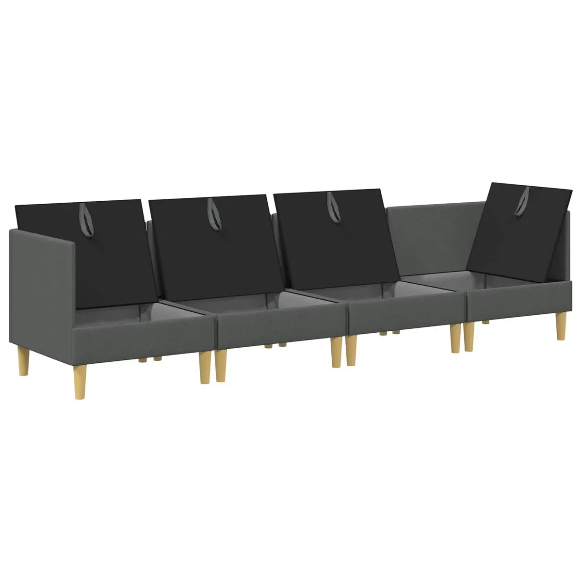 4-Piece Grey Fabric Modular Sofa Set with Storage