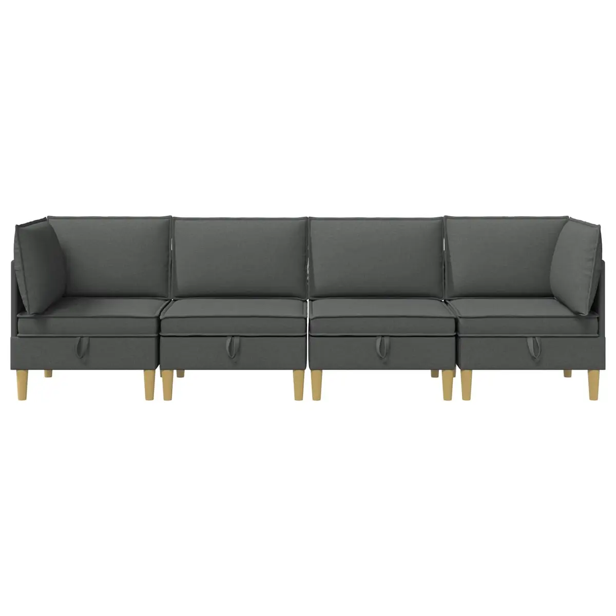 4-Piece Grey Fabric Modular Sofa Set with Storage