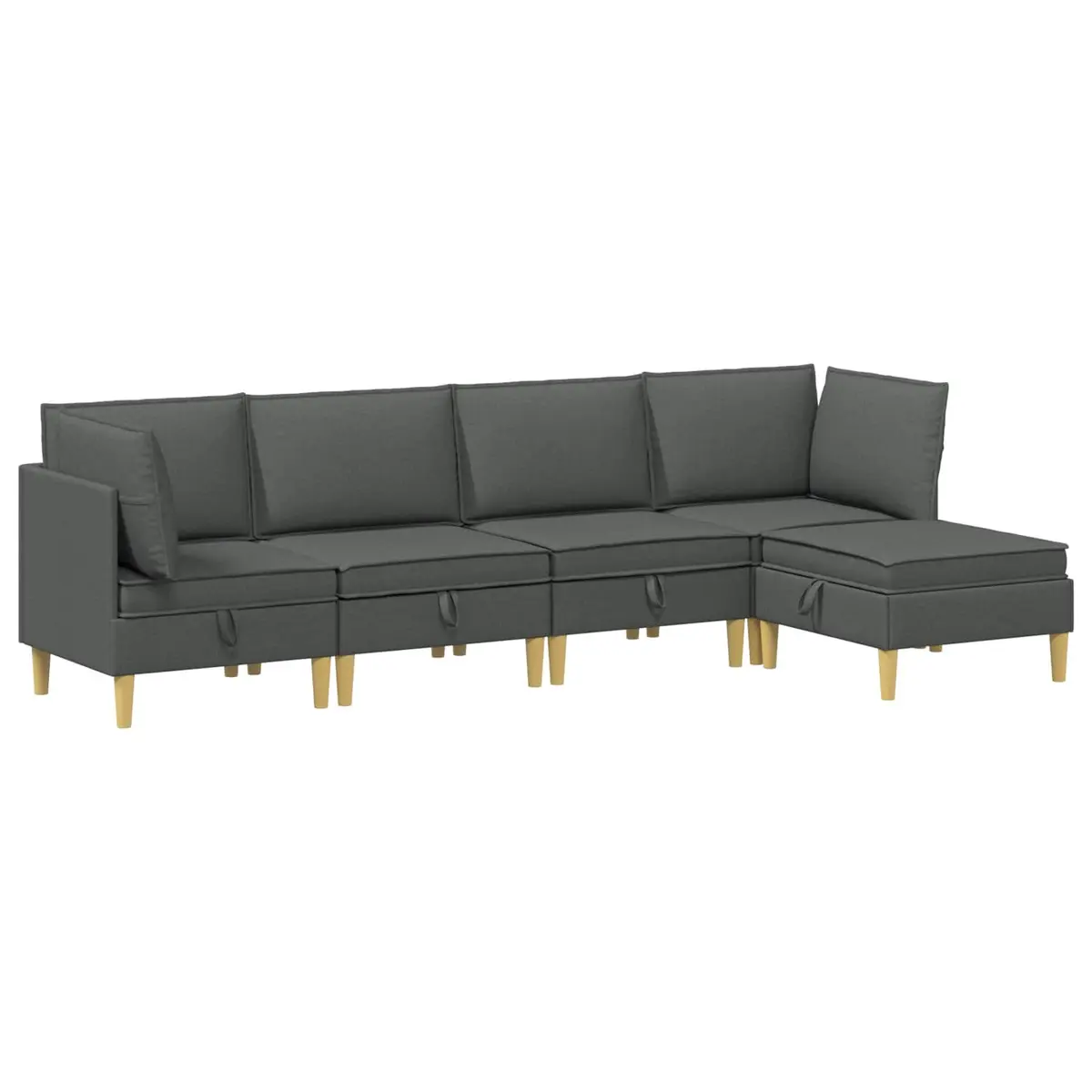 5-Piece Modular Sofa Set with Storage in Grey