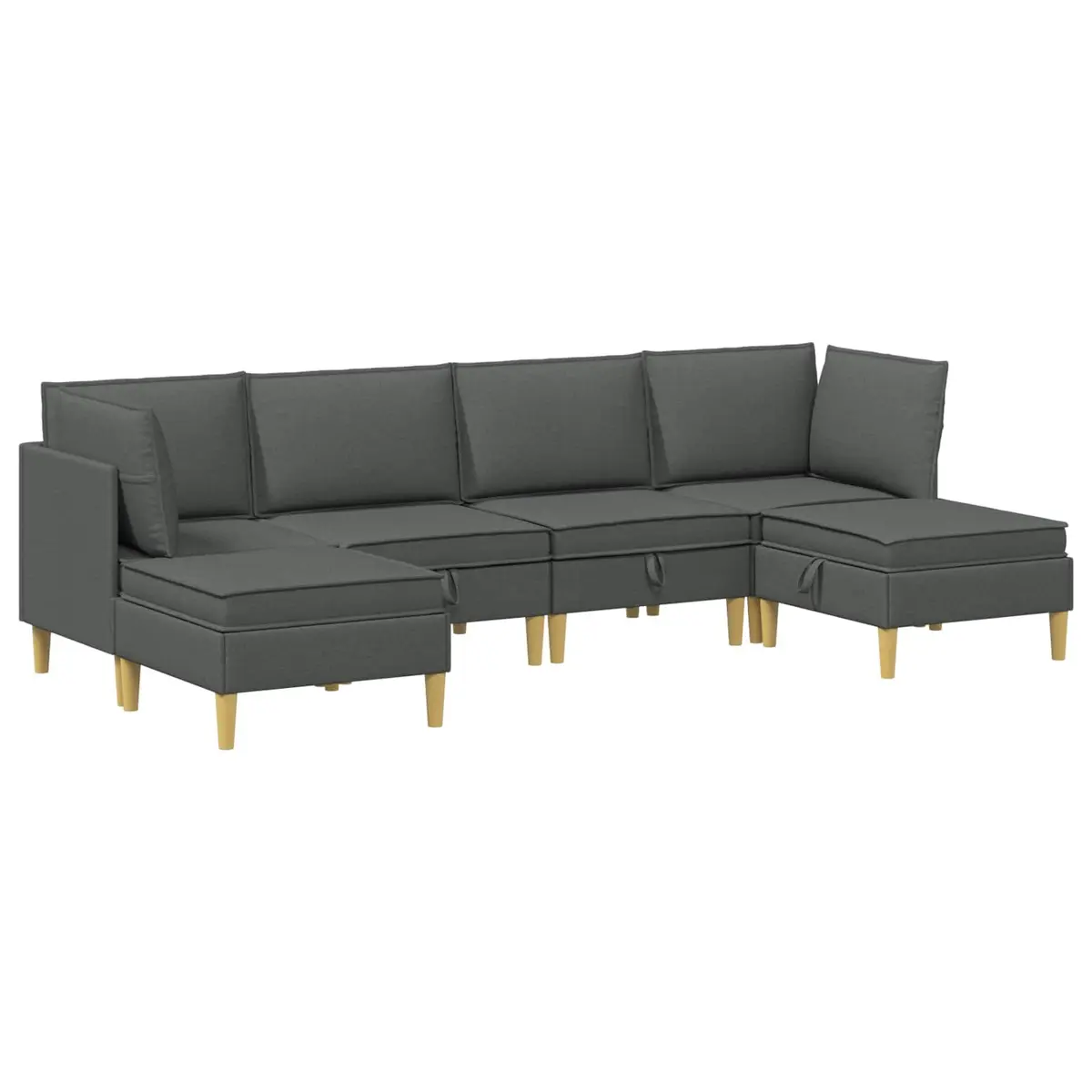 Modular Sofa Set 6 Pieces in Grey with Ample Storage Options