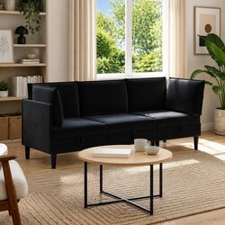 Black Velvet 3-Piece Modern Living Room Furniture Set