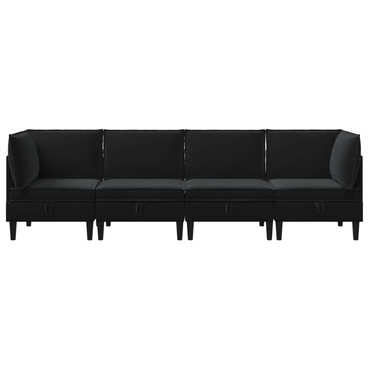 Living Room Furniture Set Velvet Black 4 Piece