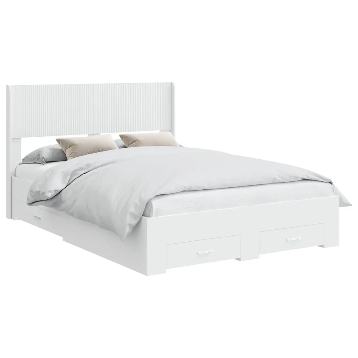 White Bed Frame 150x200cm with Storage Solutions