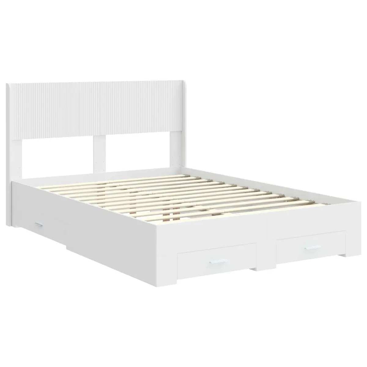 White Bed Frame 150x200cm with Storage Solutions